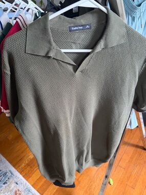Dulke beer Olive Green Textured Polo Sweater